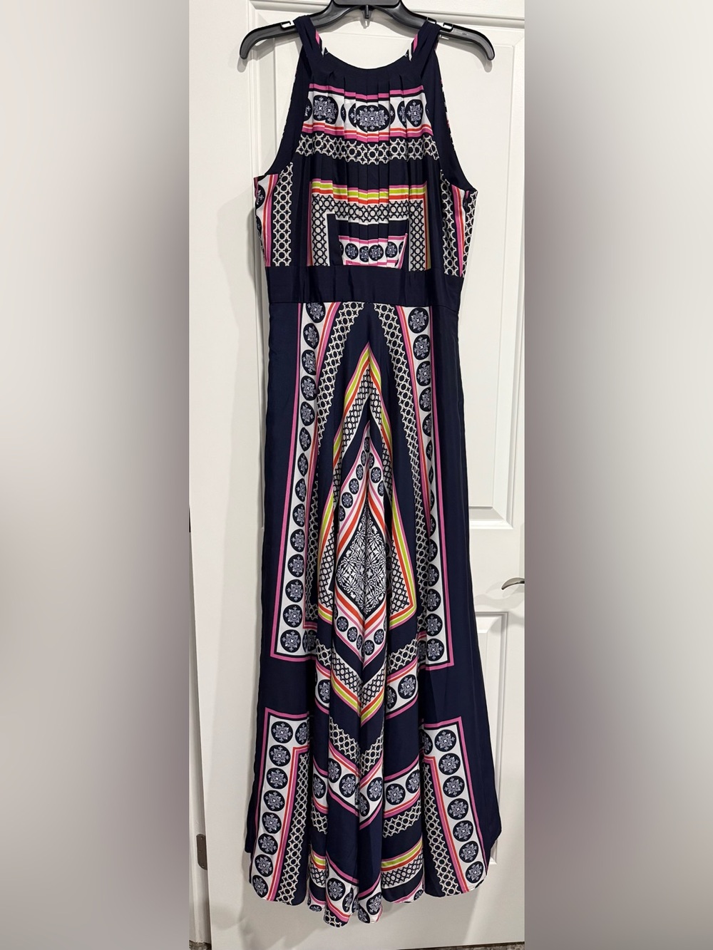 Navy Multicolor Patterned Maxi Dress